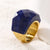 Elegant Lady Round Titanium Steel Plating Inlay Artificial Gemstones 18k Gold Plated Rings