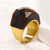 Elegant Lady Round Titanium Steel Plating Inlay Artificial Gemstones 18k Gold Plated Rings