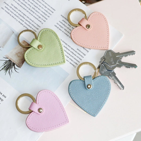 Elegant Lady Minimalist Heart Shape Pu Leather Unisex Bag Pendant Keychain