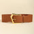 Elegant Lady Simple Style Solid Color Pu Leather Alloy Belt Buckle Metal Button Women's Leather Belts