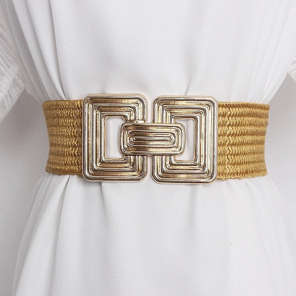 Elegant Lady Solid Color Metal Women's Woven Belts