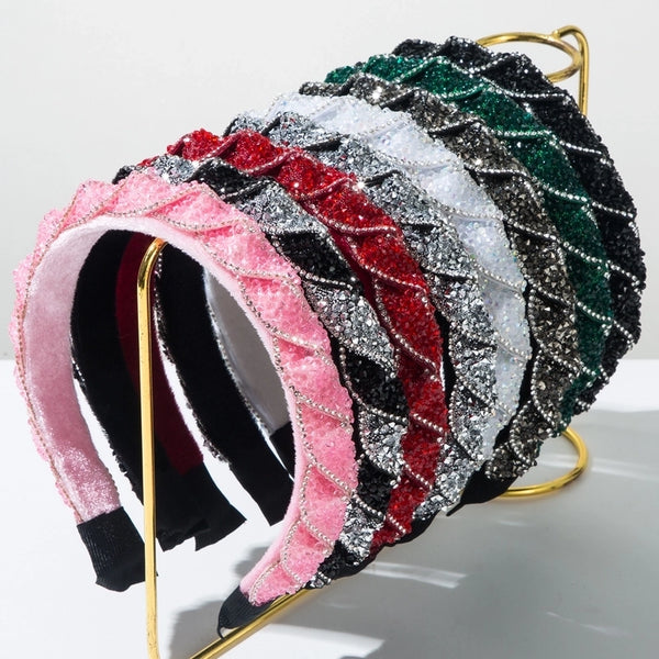 Elegant Luxurious Classic Style Women's Geometric Alloy Cloth Inlay Rhinestones Hair Band