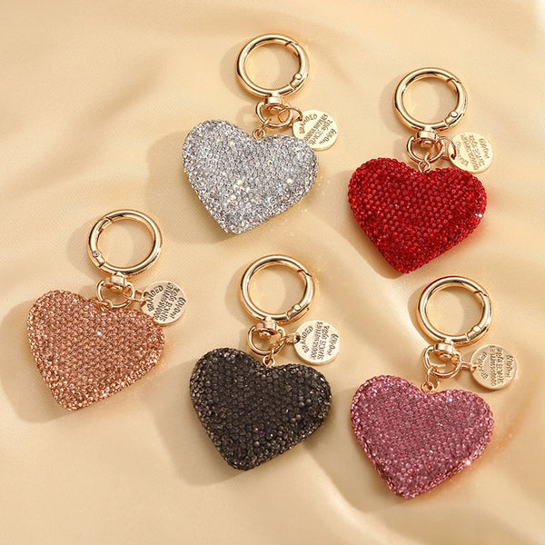 Elegant Luxurious Heart Shape Clay Zircon Unisex Bag Pendant Keychain