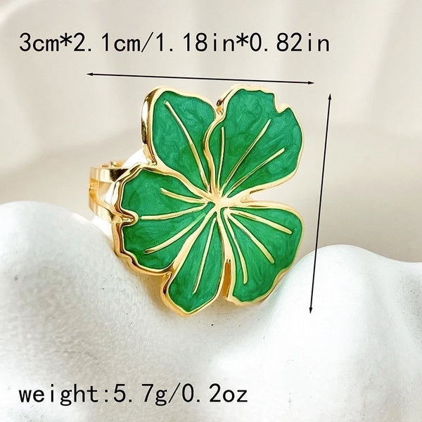 Elegant Pastoral Flower Stainless Steel Plating Gold Plated Open Rings