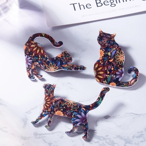 Elegant Pin Cat Arylic Printing Women'S Brooches