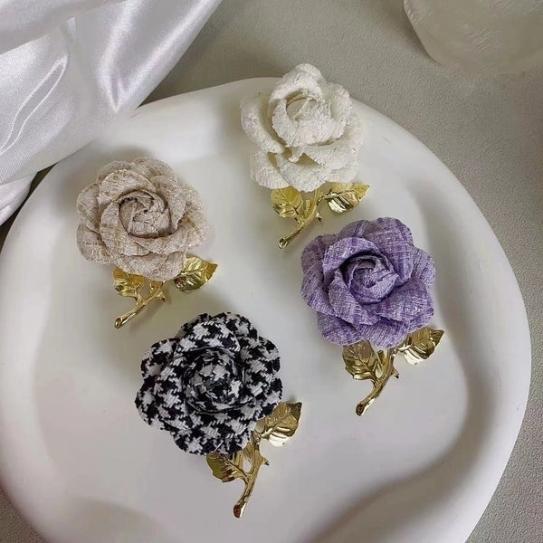 Elegant Pin Flower Cloth Plating Women'S Brooches