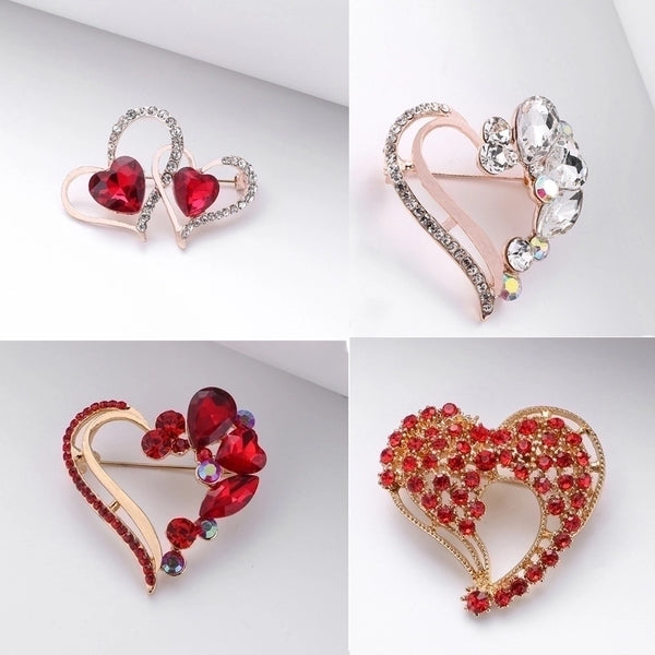 Elegant Pin Heart Shape Alloy Plating Zircon Women's Brooches