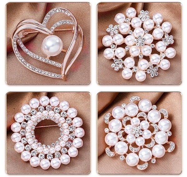 Elegant Pin Heart Shape Flower Butterfly Imitation Pearl Alloy Rhinestone Women'S Brooches