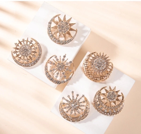 Elegant Pin Sun Moon Alloy Plating Inlay Artificial Diamond Women's Brooches