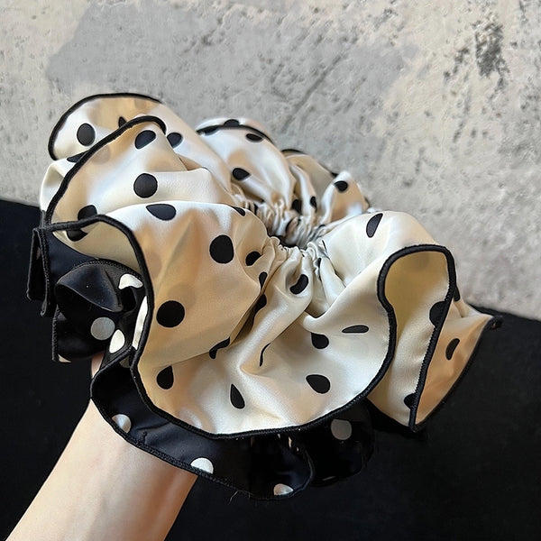 Elegant Polka Dot Large Intestine Ring Hair Band Elegant Classic Fabric Hair Rope Large Intestine Ring Hair Accessories New Headdress Flower Women