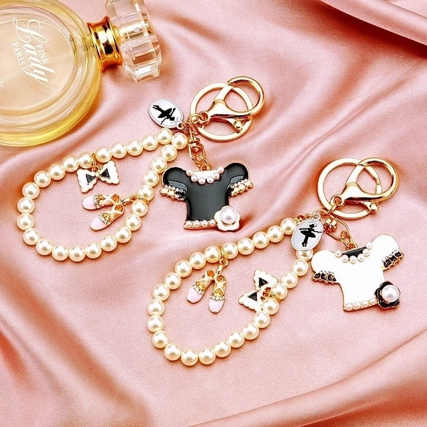 Elegant Princess Cute Bow Knot Shoe Imitation Pearl Alloy Women's Bag Pendant Keychain