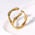 Elegant Retro Geometric Leaf Heart Shape Stainless Steel Plating Open Rings