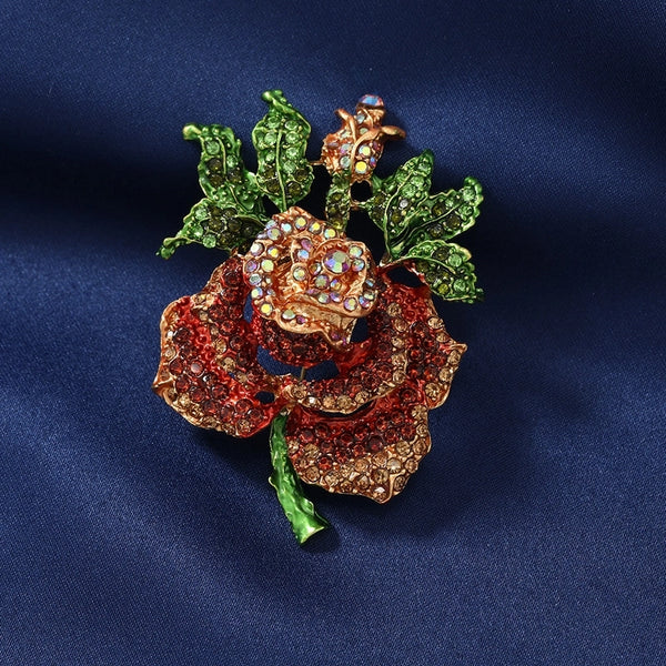 Elegant Retro Pin Flower Alloy Inlay Rhinestones Women's Brooches