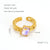 Elegant Retro Round Square Stainless Steel Plating Inlay Luminous Stone Rhinestones Zircon 18k Gold Plated Open Ring