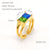 Elegant Retro Round Square Stainless Steel Plating Inlay Luminous Stone Rhinestones Zircon 18k Gold Plated Open Ring