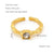 Elegant Retro Round Square Stainless Steel Plating Inlay Luminous Stone Rhinestones Zircon 18k Gold Plated Open Ring