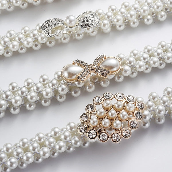 Elegant Round Imitation Pearl Women's Chain Belts