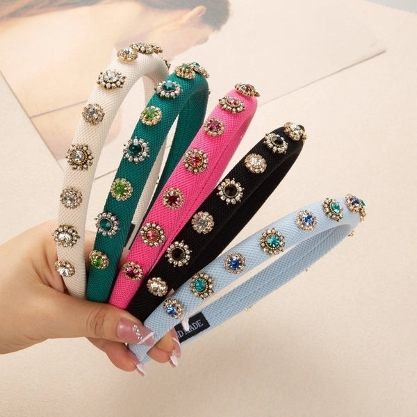 Elegant Shiny Flower Cloth Inlay Rhinestones Hair Band