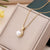 Elegant Simple Style Geometric Stainless Steel Plating Inlay Artificial Pearls 18k Gold Plated Pendant Necklace