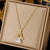 Elegant Simple Style Leaf Four Leaf Clover Insect Stainless Steel Plating Inlay Zircon Pendant Necklace