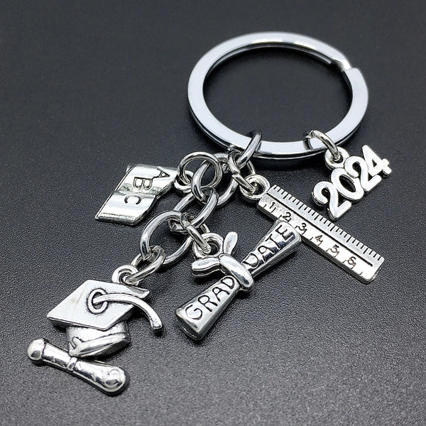 Elegant Minimalist Letter Number Metal Unisex Keychain