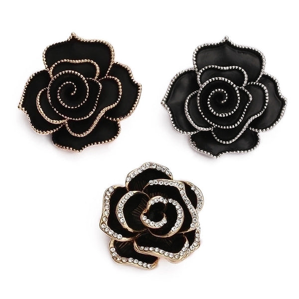 Elegant Minimalist Pin Rose Alloy Enamel Inlay Rhinestones Women'S Brooches