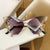 Elegant Solid Color Ac Butterfly Frame Diamond Frameless Women's Sunglasses