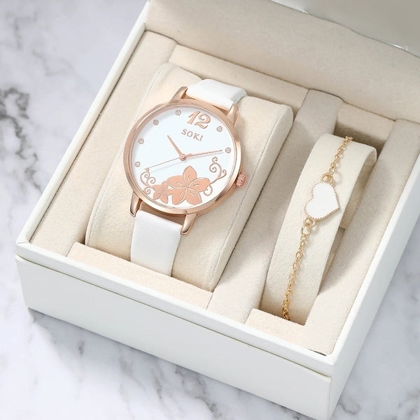 Elegant Solid Color Buckle Quartz Women's Watches