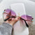 Elegant Solid Color Pc Oval Frame Rhinestone Frameless Women's Sunglasses