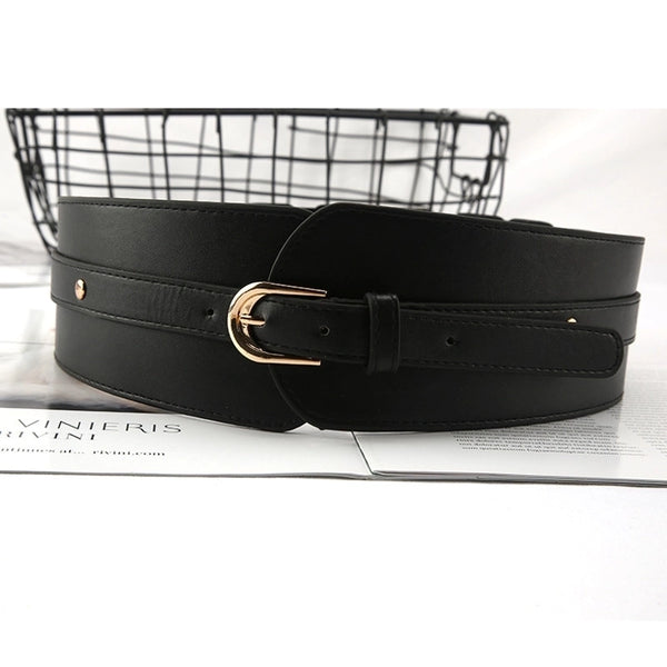 Elegant Solid Color Pu Leather Women's Leather Belts 1 Piece