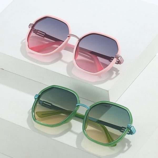 Elegant Square Pc Round Frame Patchwork Full Frame Women's Sunglasses