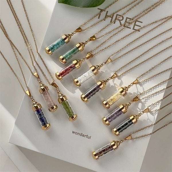 Elegant Streetwear Geometric Stainless Steel Gravel Plating 18k Gold Plated Pendant Necklace