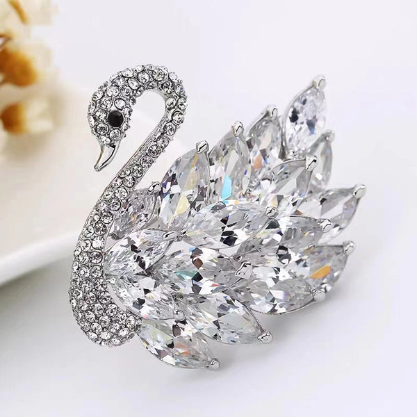 Elegant Streetwear Pin Swan Alloy Rhinestones Women's Brooches