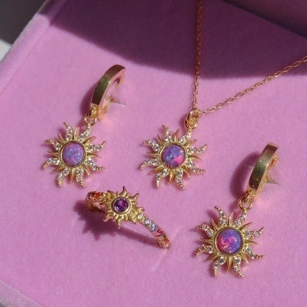 Elegant Sun Copper 18k Gold Plated Jewelry Set In Bulk