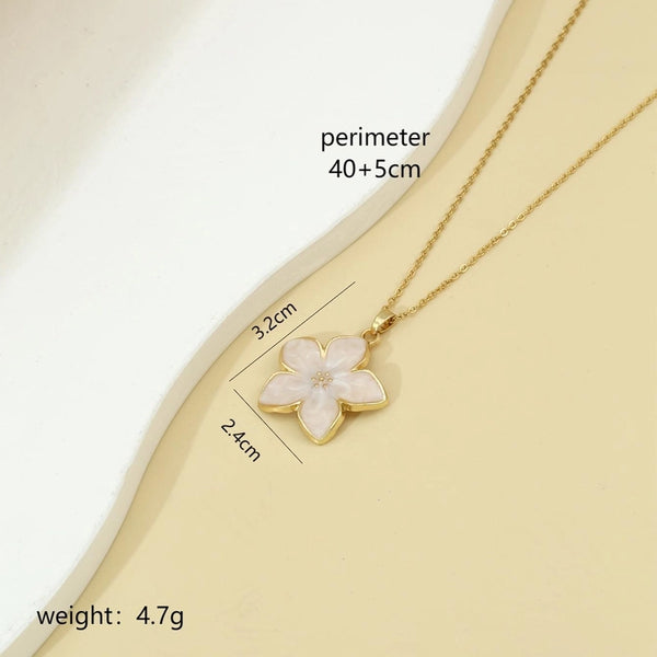 Elegant Sweet Flower K Gold Plated 304 Stainless Steel Alloy Pendant Necklace