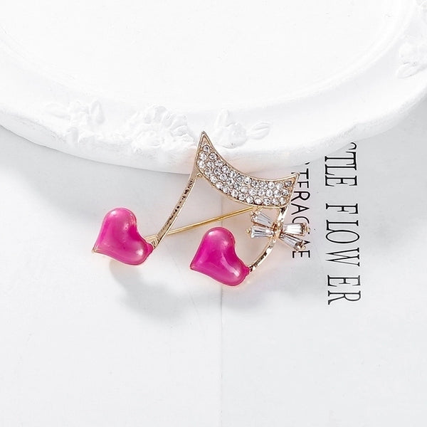 Elegant Sweet Heart Shape Notes Alloy Inlay Rhinestones Women's Brooches