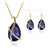 Elegant Water Droplets Alloy Titanium Inlay Artificial Gemstones Earrings Necklace 1 Set