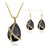 Elegant Water Droplets Alloy Titanium Inlay Artificial Gemstones Earrings Necklace 1 Set