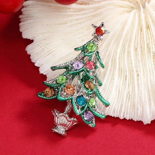 Ethnic Style Christmas Tree Alloy Inlay Rhinestones Unisex Brooches