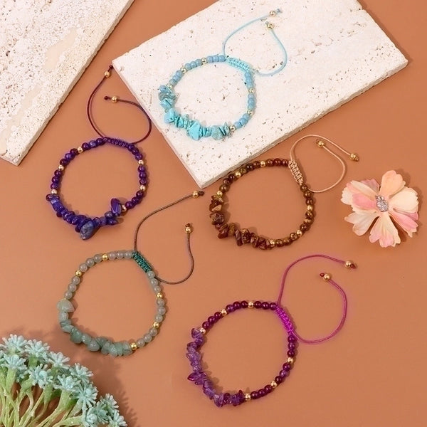 Ethnic Style Geometric Natural Stone Knitting Bracelets