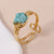 Ethnic Style Geometric Natural Stone Metal Plating Open Ring