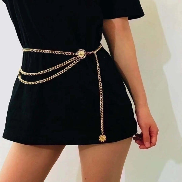 Ethnic Style Round Star Imitation Pearl Metal Tassel Women's Chain Belts