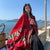 Ethnic Style Shawl Scarf Dual-use Sun Protection By The Sea Beach Scarf Red Large Gauze Scarf Female Desert Travel Photography Summer