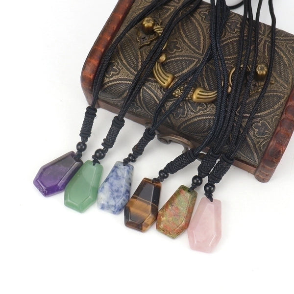 Ethnic Style Water Droplets Natural Stone Crystal Agate Pendant Necklace 1 Piece