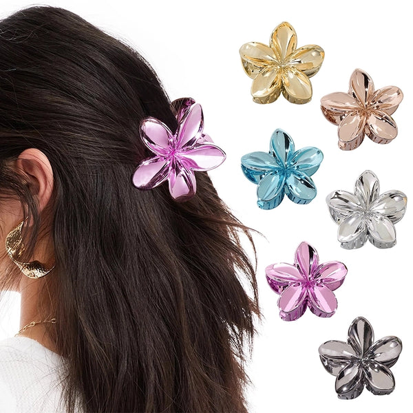 Europe And America  Metal Feeling Plumeria Rubra Grip Holiday Hot Selling Glossy Flowers Hair Jaw Clip Grip Updo Shark Clip Hair Accessories