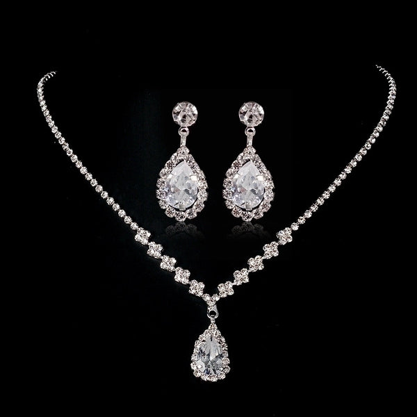 Metal Water Droplets Bridal Jewelry Sets