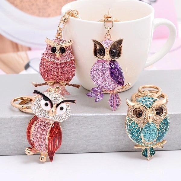 Exaggerated Artistic Owl Alloy Inlay Rhinestones Unisex Bag Pendant Keychain