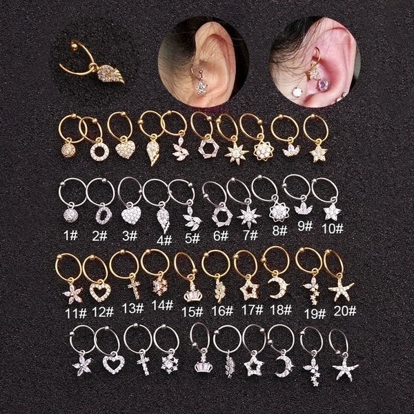 Ear Cartilage Rings & Studs Exaggerated Heart 316L Stainless Steel  Copper