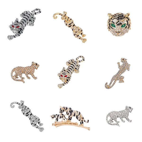 Exaggerated Pin Tiger Alloy Inlay Rhinestones Unisex Brooches