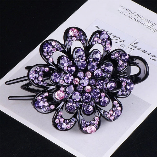 Factory Wholesale Temperament Rhinestone Flower Three-tooth Duck Bill Clip Hair Hair Accessories Female Korean Version Of The Back Of The Head Clip Hair Accessories